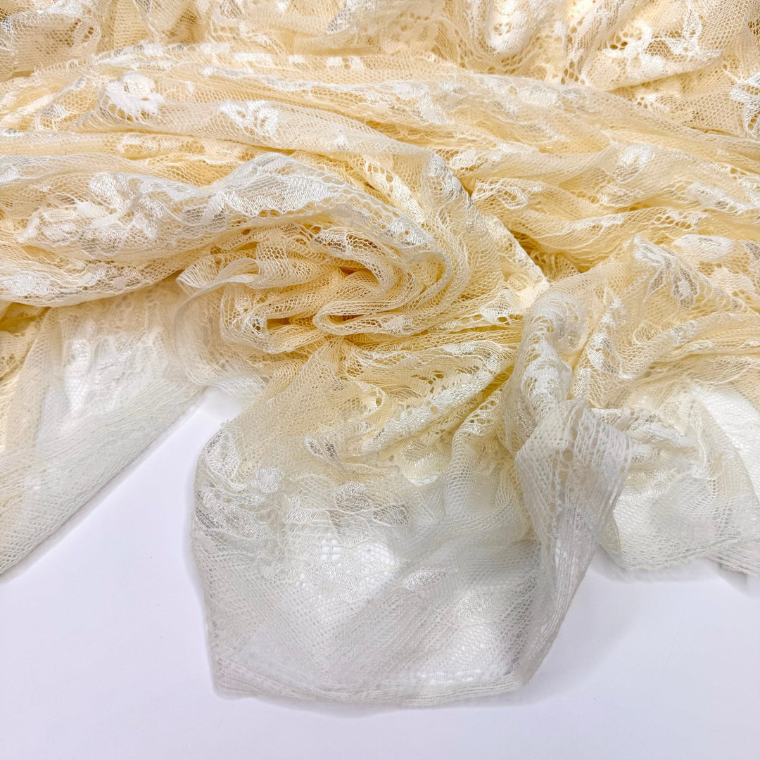 Dancing Through Memories - Lace Nylon Knit - Cream Floral - 2.6M Bundle - True Deadstock fabric Fabric by private - Sustainable Textile | FABCYCLE
