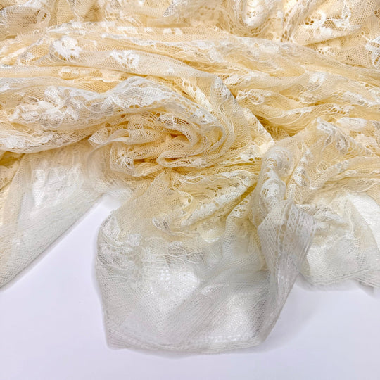 Dancing Through Memories - Lace Nylon Knit - Cream Floral - 2.6M Bundle - True Deadstock fabric Fabric by private - Sustainable Textile | FABCYCLE