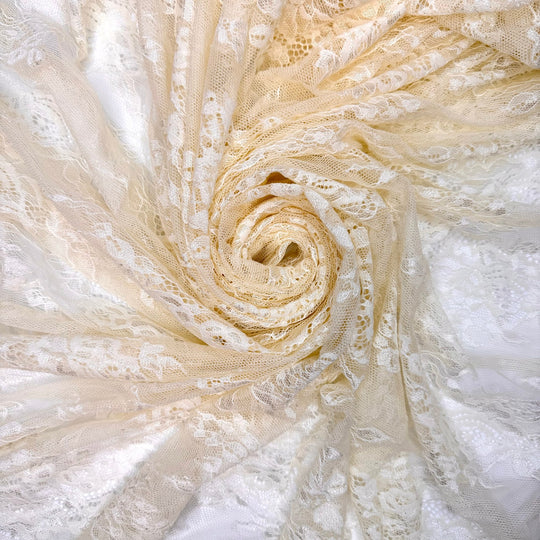 Dancing Through Memories - Lace Nylon Knit - Cream Floral - 2.6M Bundle - True Deadstock fabric Fabric by private - Sustainable Textile | FABCYCLE