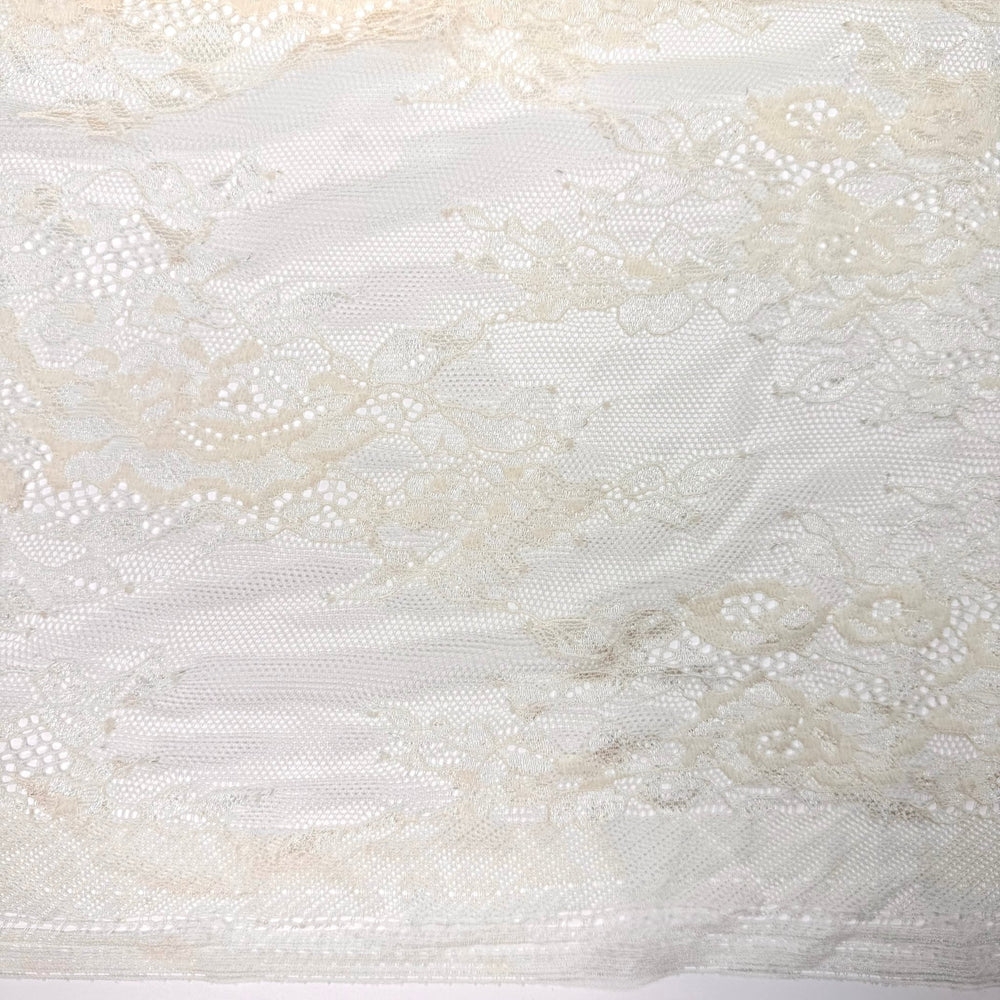 Dancing Through Memories - Lace Nylon Knit - Cream Floral - 2.6M Bundle - True Deadstock fabric Fabric by private - Sustainable Textile | FABCYCLE