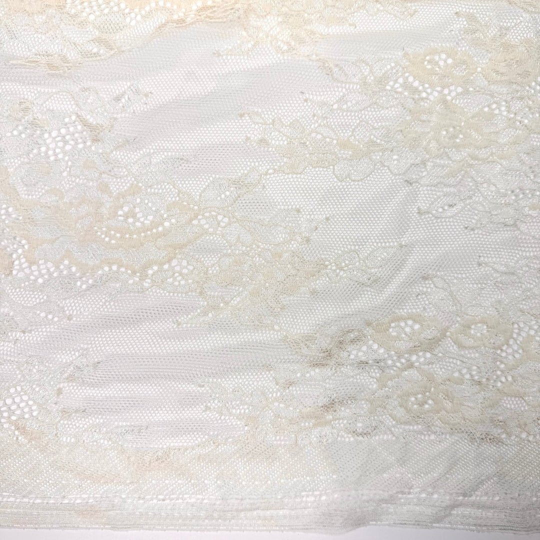 Dancing Through Memories - Lace Nylon Knit - Cream Floral - 2.6M Bundle - True Deadstock fabric Fabric by private - Sustainable Textile | FABCYCLE