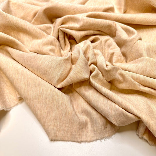 Dandelion Oil - Brushed French Terry Cotton/Bamboo Knit - Cream/Yellow - 0.9M Bundle - True Deadstock fabric Fabric by private - Sustainable Textile | FABCYCLE
