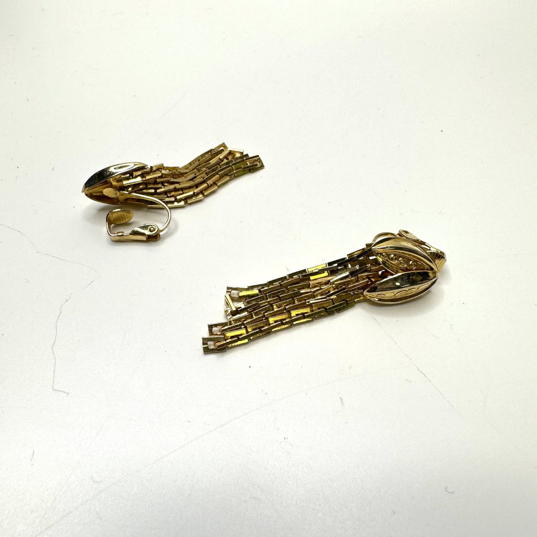Dangling Clip On Earrings Costume Jewelry - Gold - Individual - True Deadstock supplies Fabric by private - Sustainable Textile | FABCYCLE