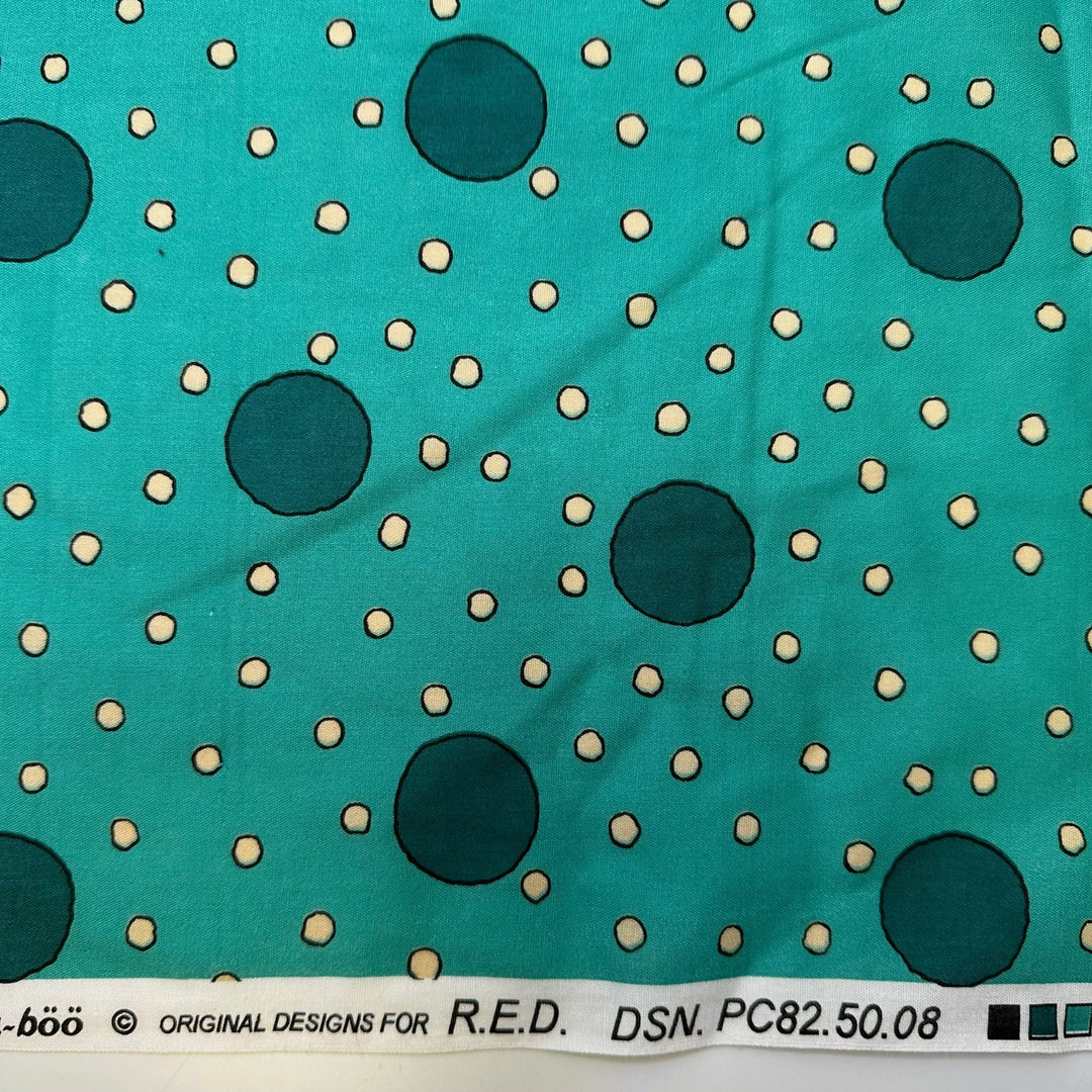Day Or Night Party - Cotton/Poly Woven - Beige/Teal Polka Dots - 1.3M Bundle - True Deadstock fabric Fabric by private - Sustainable Textile | FABCYCLE