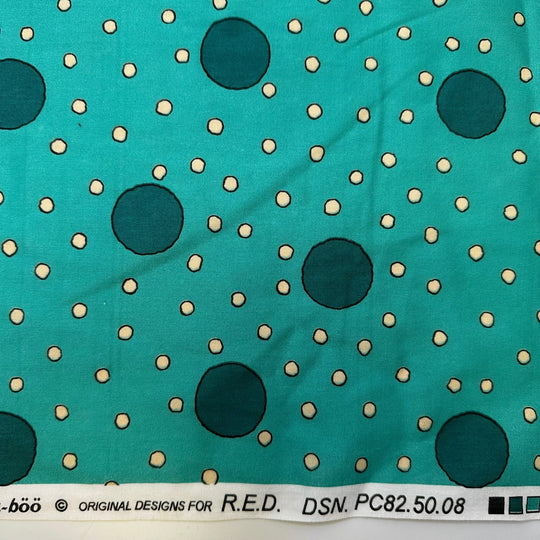 Day Or Night Party - Cotton/Poly Woven - Beige/Teal Polka Dots - 1.3M Bundle - True Deadstock fabric Fabric by private - Sustainable Textile | FABCYCLE