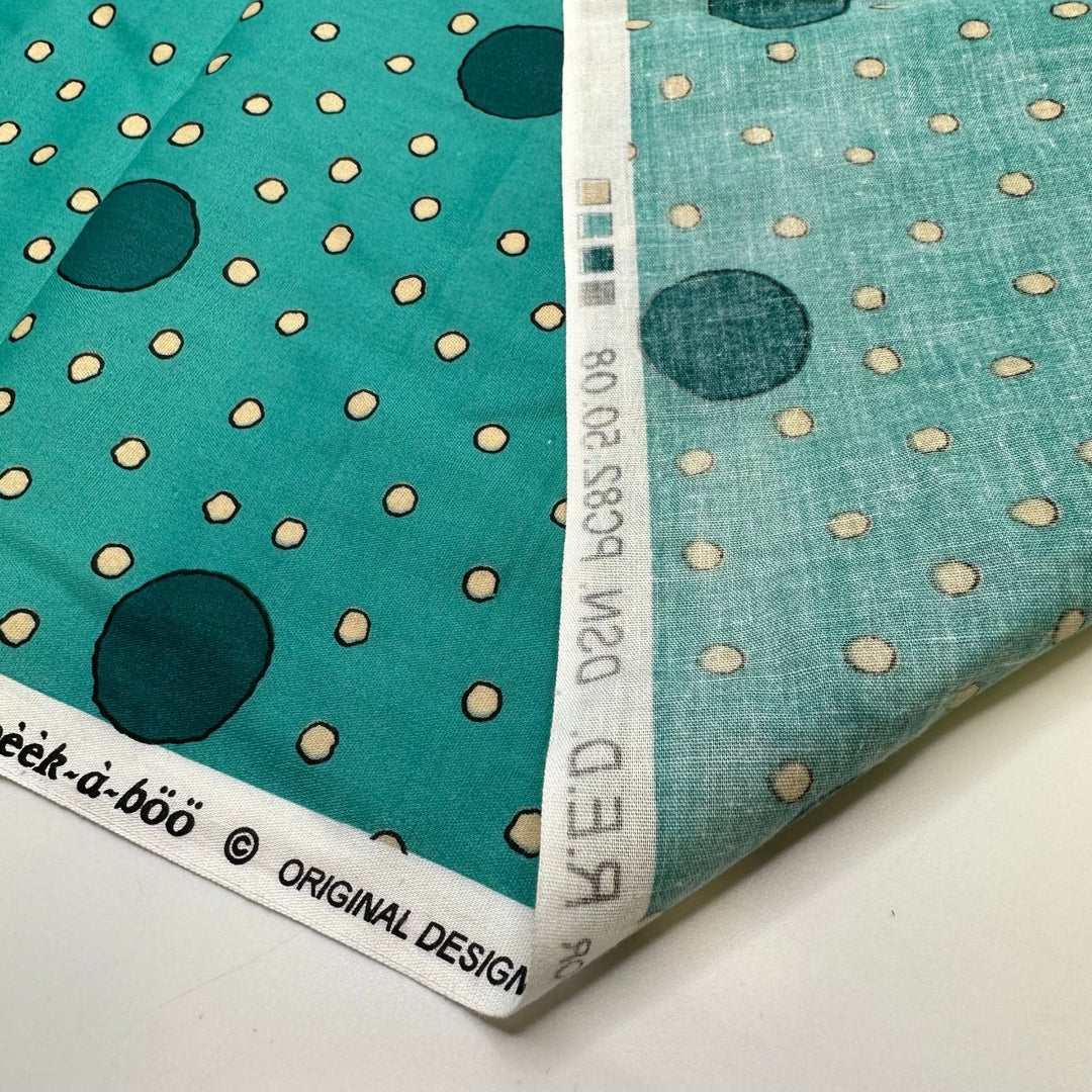 Day Or Night Party - Cotton/Poly Woven - Beige/Teal Polka Dots - 1.3M Bundle - True Deadstock fabric Fabric by private - Sustainable Textile | FABCYCLE