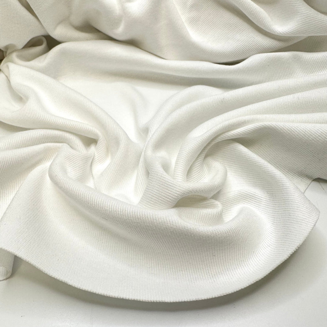 Deafening Silence - Tubular Rib Knit Cotton Blend Knit - White - Bundles - True Deadstock fabric Fabric by private - Sustainable Textile | FABCYCLE
