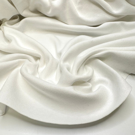 Deafening Silence - Tubular Rib Knit Cotton Blend Knit - White - Bundles - True Deadstock fabric Fabric by private - Sustainable Textile | FABCYCLE