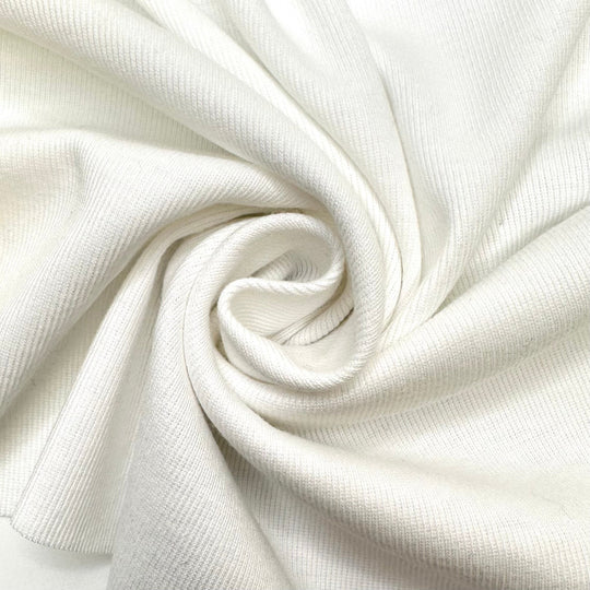 Deafening Silence - Tubular Rib Knit Cotton Blend Knit - White - Bundles - True Deadstock fabric Fabric by private - Sustainable Textile | FABCYCLE