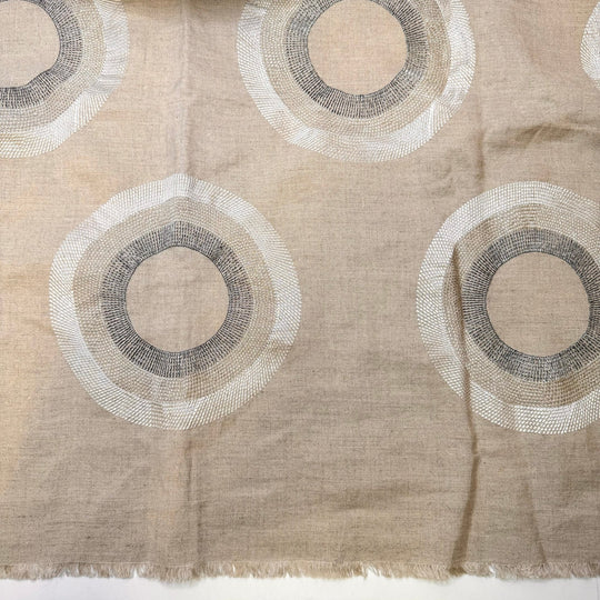 Decorating By Season - Metallic Twill Weave Linen/Viscose Woven - Light Beige Multi Circles - 0.9M Bundle - True Deadstock fabric Fabric by private - Sustainable Textile | FABCYCLE