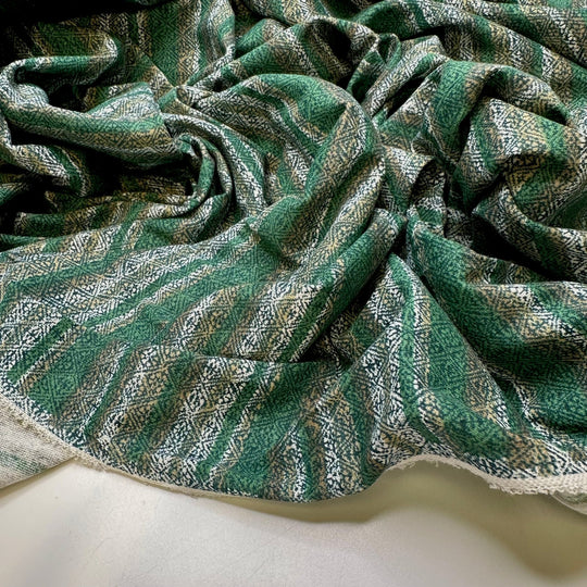 Decorating The Tree - Jersey Cotton Knit - Green Multi Stripes - 2.5M Bundle - True Deadstock fabric Fabric by private - Sustainable Textile | FABCYCLE