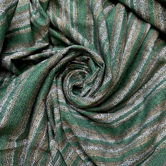Decorating The Tree - Jersey Cotton Knit - Green Multi Stripes - 2.5M Bundle - True Deadstock fabric Fabric by private - Sustainable Textile | FABCYCLE