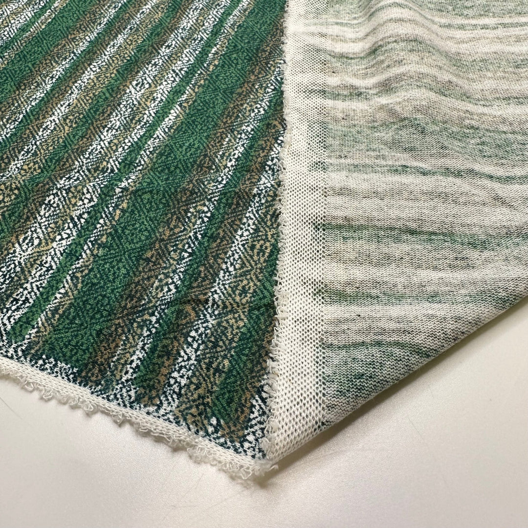 Decorating The Tree - Jersey Cotton Knit - Green Multi Stripes - 2.5M Bundle - True Deadstock fabric Fabric by private - Sustainable Textile | FABCYCLE