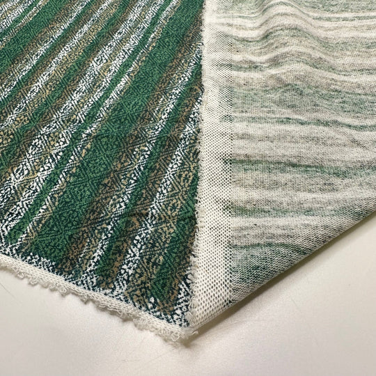 Decorating The Tree - Jersey Cotton Knit - Green Multi Stripes - 2.5M Bundle - True Deadstock fabric Fabric by private - Sustainable Textile | FABCYCLE