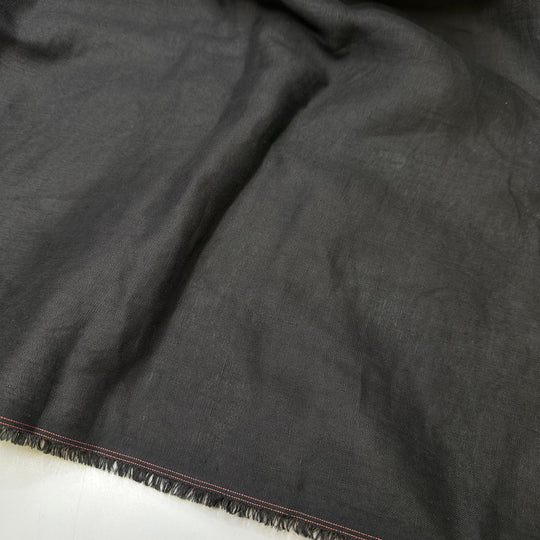 Deep Dark - Linen Woven - Black - Bundles - True Deadstock fabric Fabric by private - Sustainable Textile | FABCYCLE