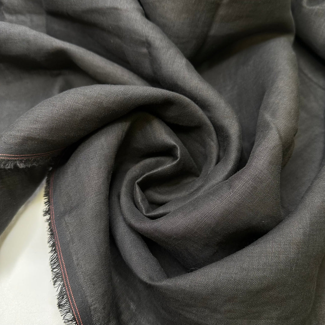 Deep Dark - Linen Woven - Black - Bundles - True Deadstock fabric Fabric by private - Sustainable Textile | FABCYCLE