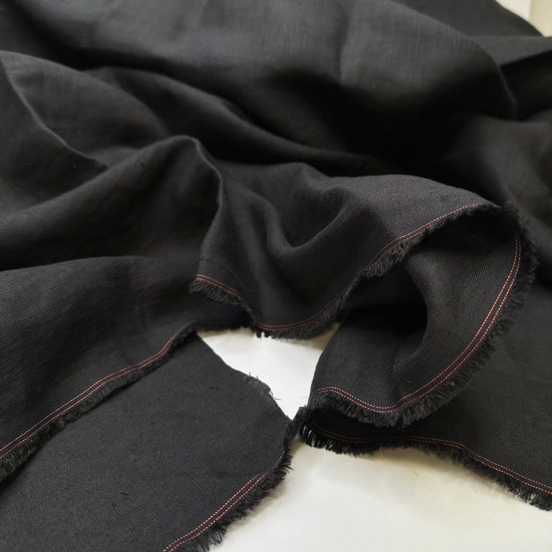 Deep Dark - Linen Woven - Black - Bundles - True Deadstock fabric Fabric by private - Sustainable Textile | FABCYCLE
