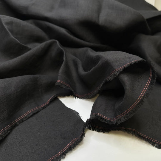 Deep Dark - Linen Woven - Black - Bundles - True Deadstock fabric Fabric by private - Sustainable Textile | FABCYCLE