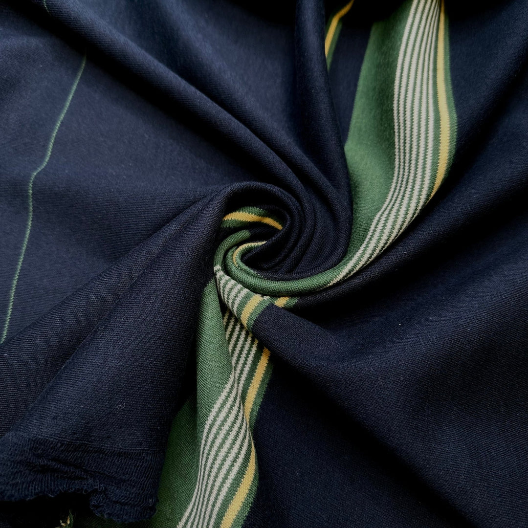 Deep Lake - Cotton Blend Knit - Navy Multi Stripes - Bundles - True Deadstock fabric Fabric by private - Sustainable Textile | FABCYCLE