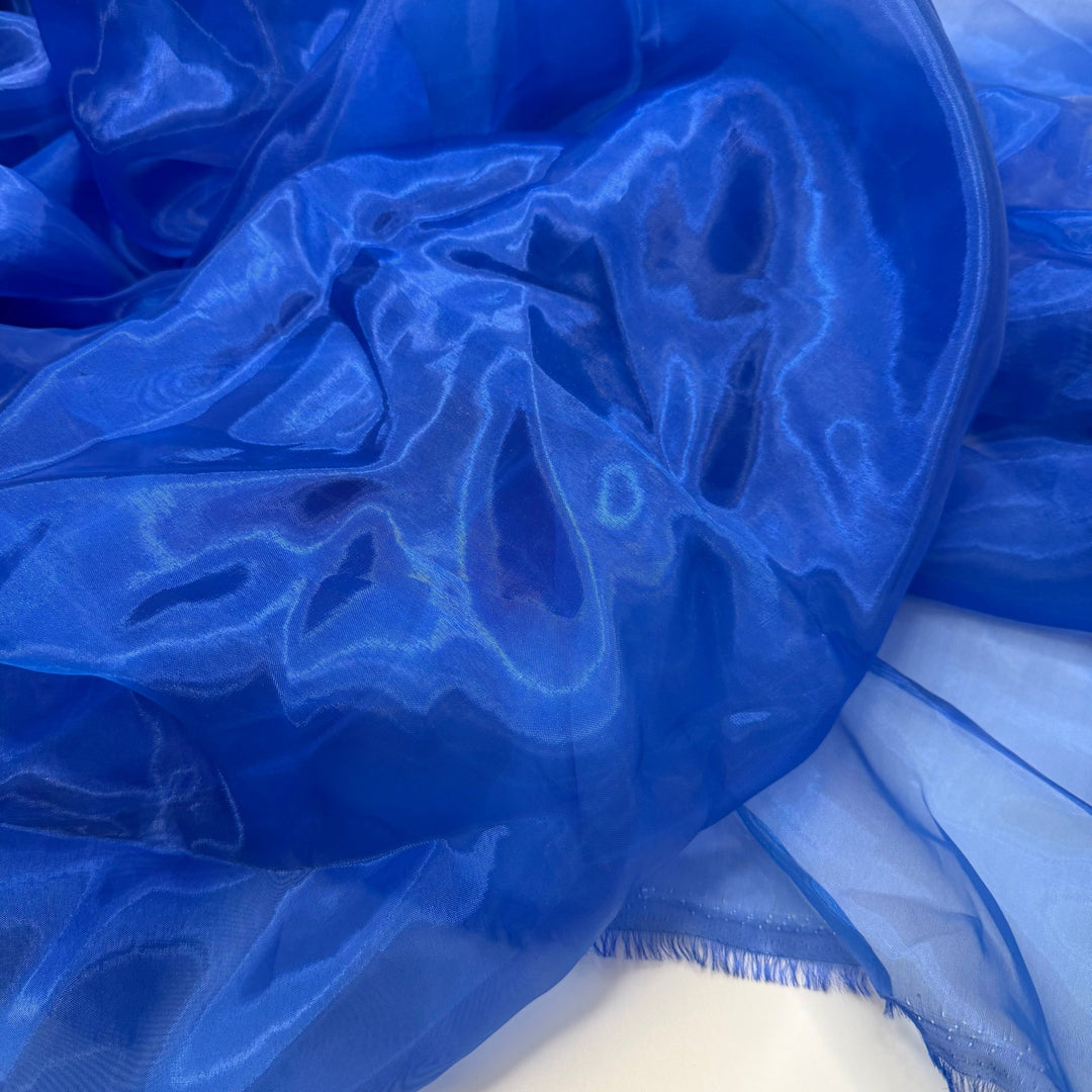 Destashing On A Rainy Day - Organza Polyester Blend Woven - Blue - 2.1M Bundle - True Deadstock fabric Fabric by private - Sustainable Textile | FABCYCLE