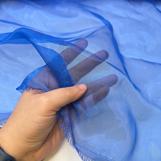 Destashing On A Rainy Day - Organza Polyester Blend Woven - Blue - 2.1M Bundle - True Deadstock fabric Fabric by private - Sustainable Textile | FABCYCLE