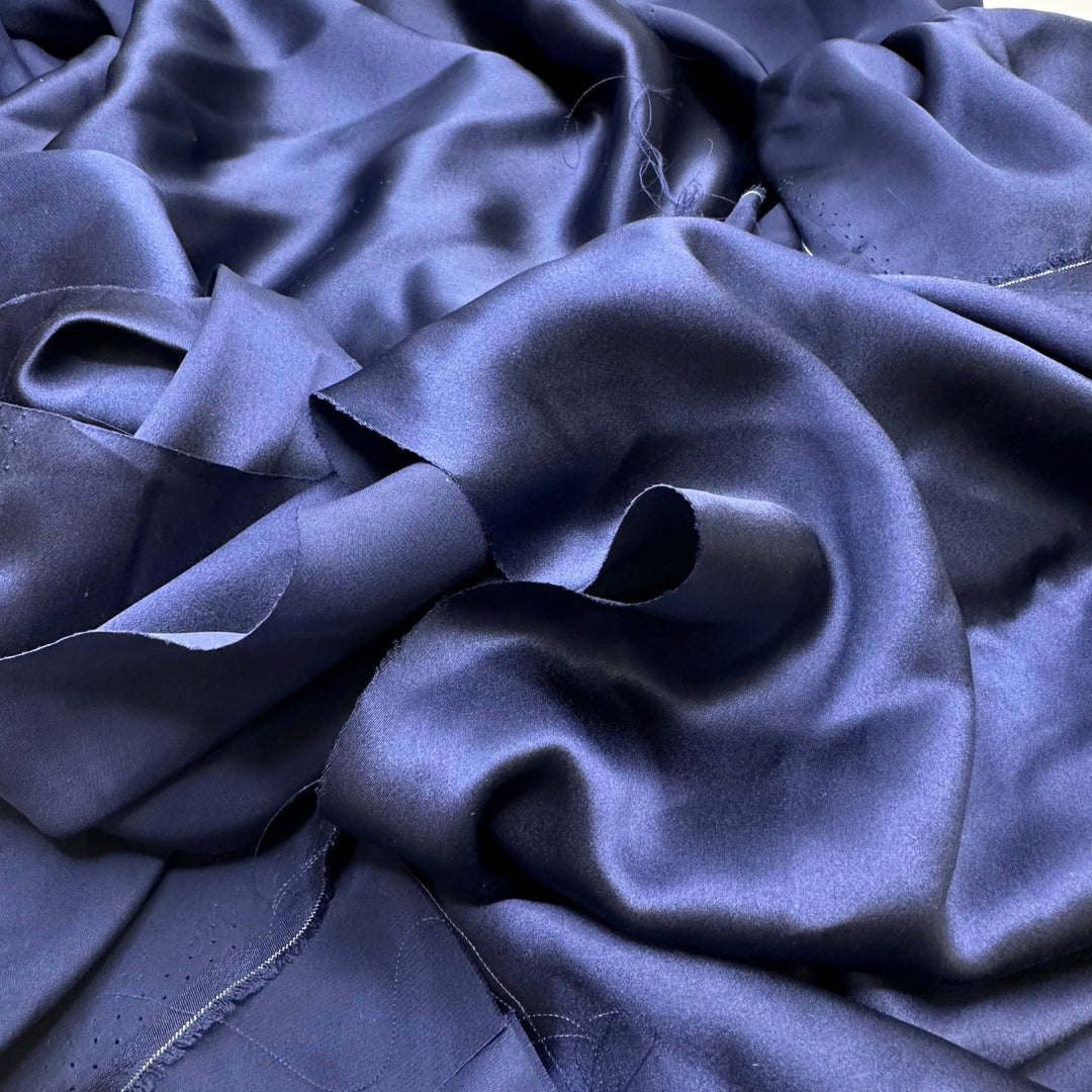 Devoted To You - Off Cuts Satin Silk Woven - Navy - 0.5 Lb Bag - True Deadstock fabric Fabric by private - Sustainable Textile | FABCYCLE