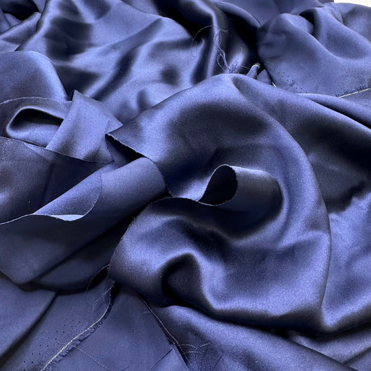 Devoted To You - Off Cuts Satin Silk Woven - Navy - 0.5 Lb Bag - True Deadstock fabric Fabric by private - Sustainable Textile | FABCYCLE