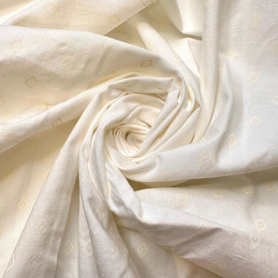 Diamonds In The Rough - Cotton Woven - Cream/White Geometric - 1.3M Bundle - True Deadstock fabric Fabric by private - Sustainable Textile | FABCYCLE