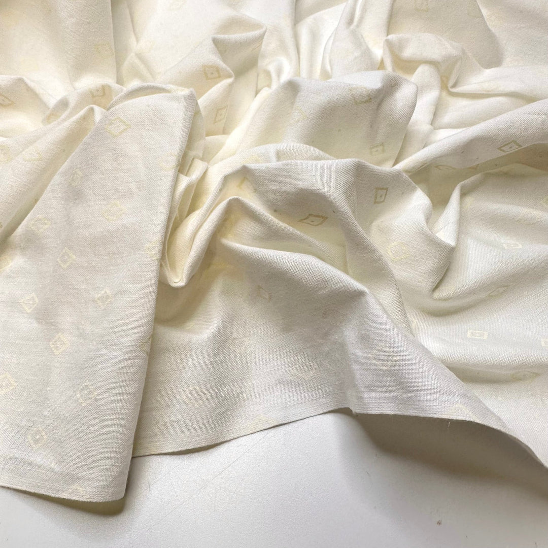 Diamonds In The Rough - Cotton Woven - Cream/White Geometric - 1.3M Bundle - True Deadstock fabric Fabric by private - Sustainable Textile | FABCYCLE