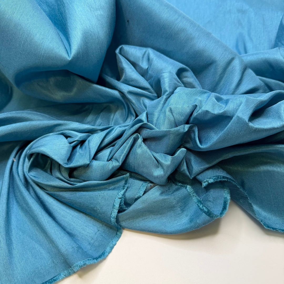 Dinner At My House This Year - Polyester Blend Woven - Light Blue - 1.8M Bundle - True Deadstock fabric Fabric by private - Sustainable Textile | FABCYCLE