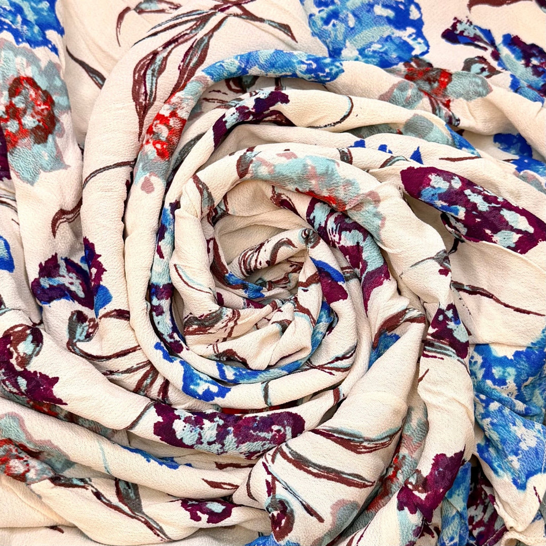 Dinner Reservations - Crepe Cotton Blend Woven - Cream Multi Floral - 2.4M Bundle - True Deadstock fabric Fabric by private - Sustainable Textile | FABCYCLE