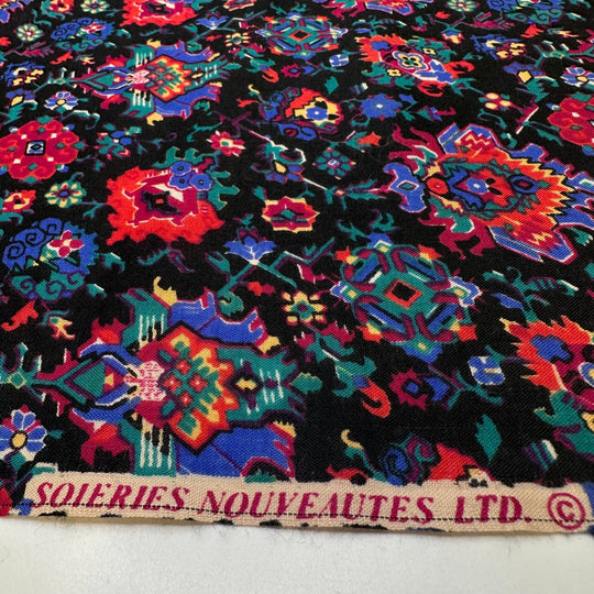 Dis De Los Muertos - Wool Woven - Black Multi Floral - 2.6M Bundle - True Deadstock fabric Fabric by private - Sustainable Textile | FABCYCLE