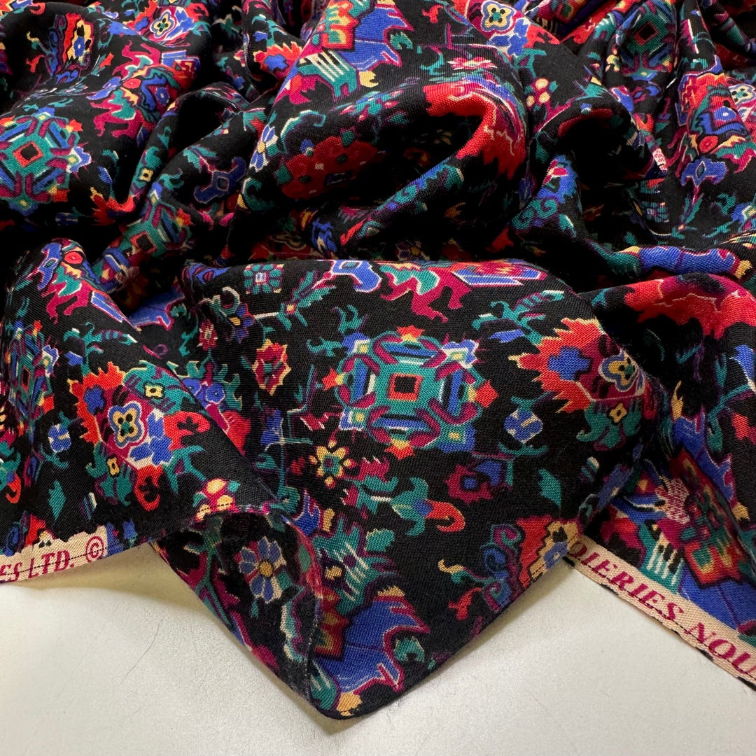 Dis De Los Muertos - Wool Woven - Black Multi Floral - 2.6M Bundle - True Deadstock fabric Fabric by private - Sustainable Textile | FABCYCLE