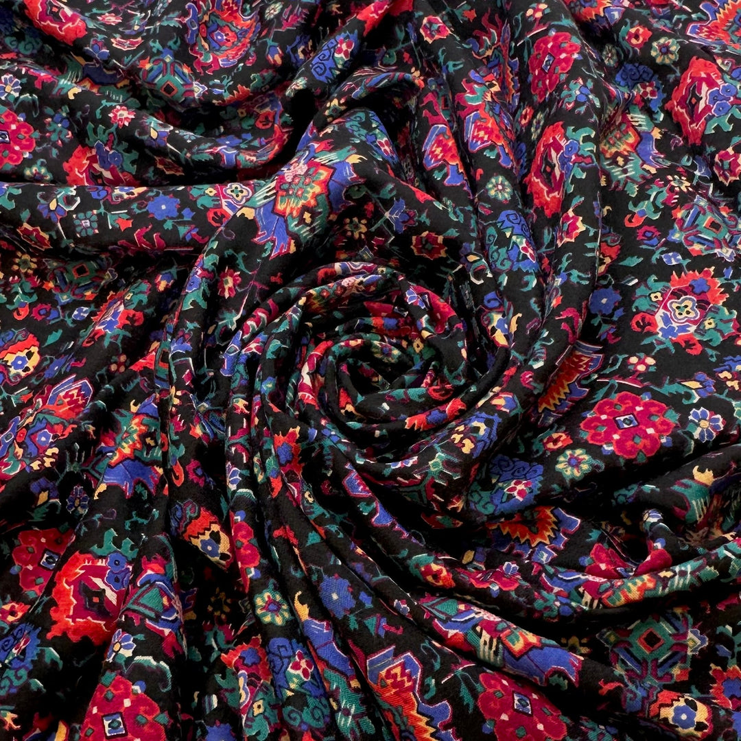 Dis De Los Muertos - Wool Woven - Black Multi Floral - 2.6M Bundle - True Deadstock fabric Fabric by private - Sustainable Textile | FABCYCLE