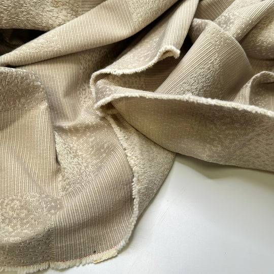 Disco Flashbacks - Vintage Cotton Blend Woven - Light Beige Geometric - 1.7M Bundle - True Deadstock fabric Fabric by private - Sustainable Textile | FABCYCLE