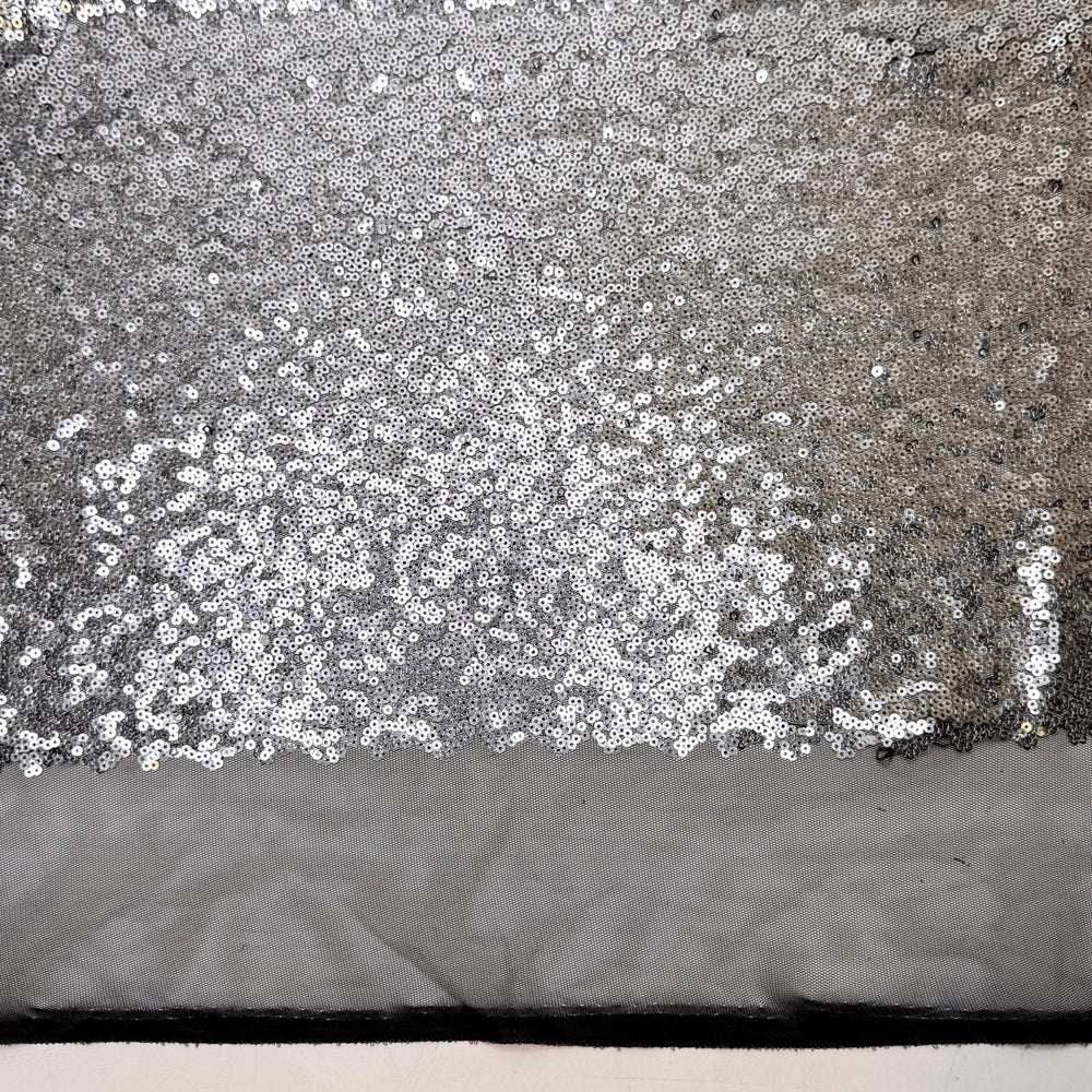 Disco's Not Dead - Sequin Mesh Polyester Blend Knit - Silver/Black - 2.8M Bundle - True Deadstock fabric Fabric by private - Sustainable Textile | FABCYCLE