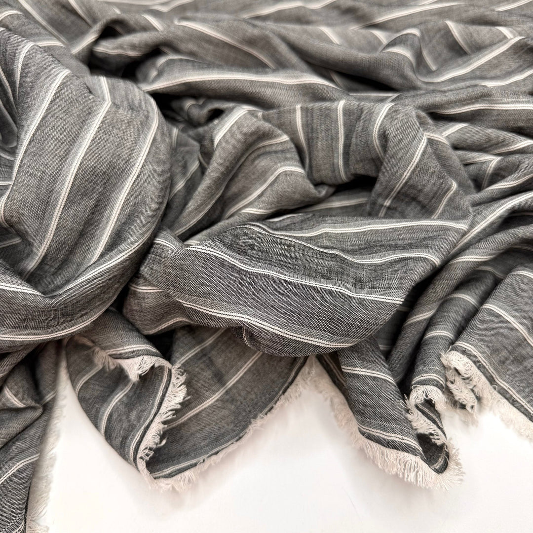 DIY Dress Code - Cotton/Poly Woven - White/Grey Pinstripe - 1.5M Bundle - True Deadstock fabric Fabric by private - Sustainable Textile | FABCYCLE
