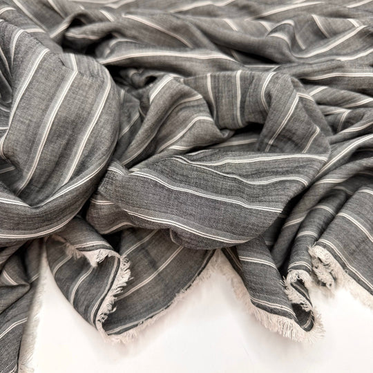 DIY Dress Code - Cotton/Poly Woven - White/Grey Pinstripe - 1.5M Bundle - True Deadstock fabric Fabric by private - Sustainable Textile | FABCYCLE
