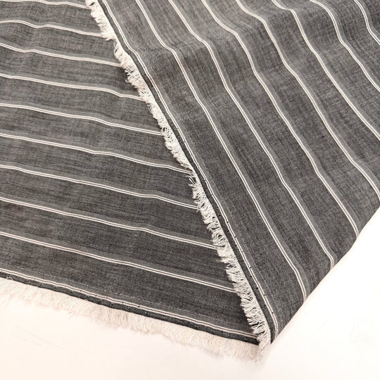 DIY Dress Code - Cotton/Poly Woven - White/Grey Pinstripe - 1.5M Bundle - True Deadstock fabric Fabric by private - Sustainable Textile | FABCYCLE