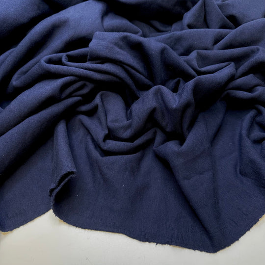 Doctor Jones - Jersey Fleece Cotton/Bamboo Knit - Navy - 3.15M Bundle - True Deadstock fabric Fabric by private - Sustainable Textile | FABCYCLE