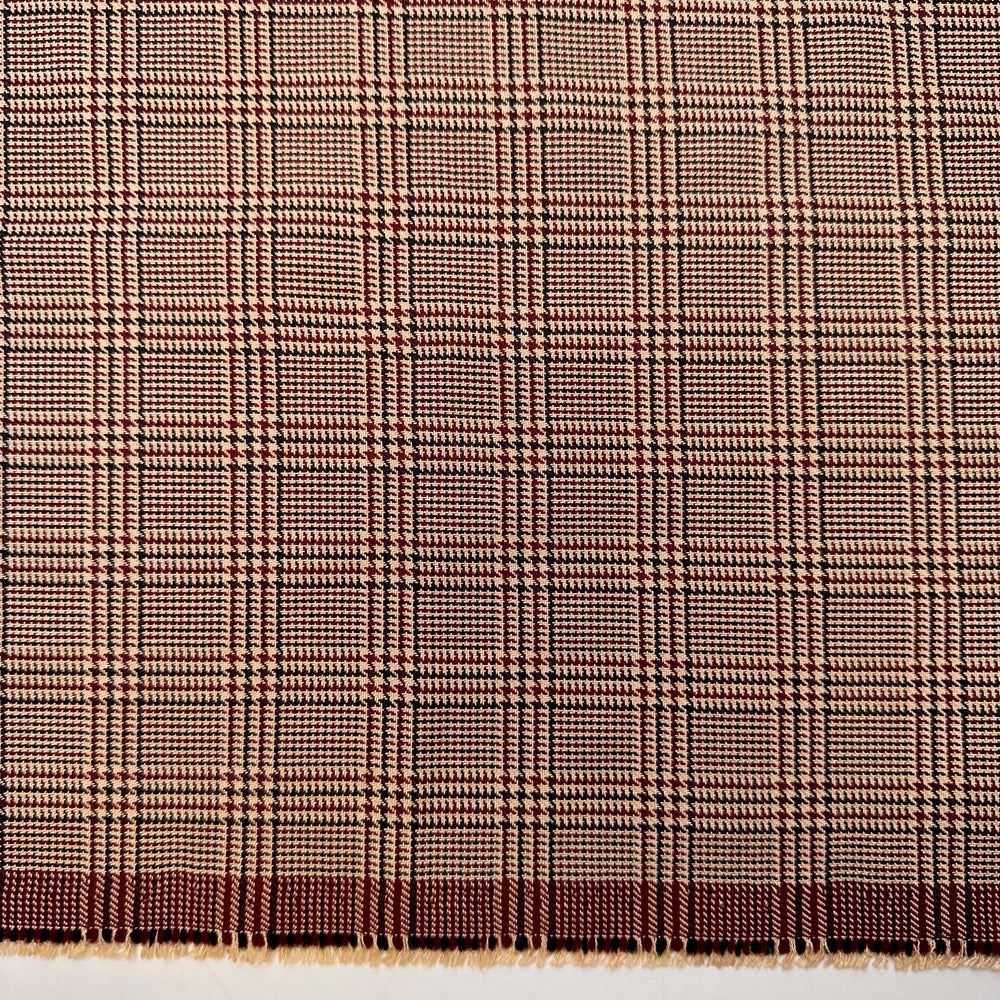 Doctor - Poly/Cotton Woven - Beige/Burgundy Plaid - 1.2M Bundle - True Deadstock fabric Fabric by private - Sustainable Textile | FABCYCLE