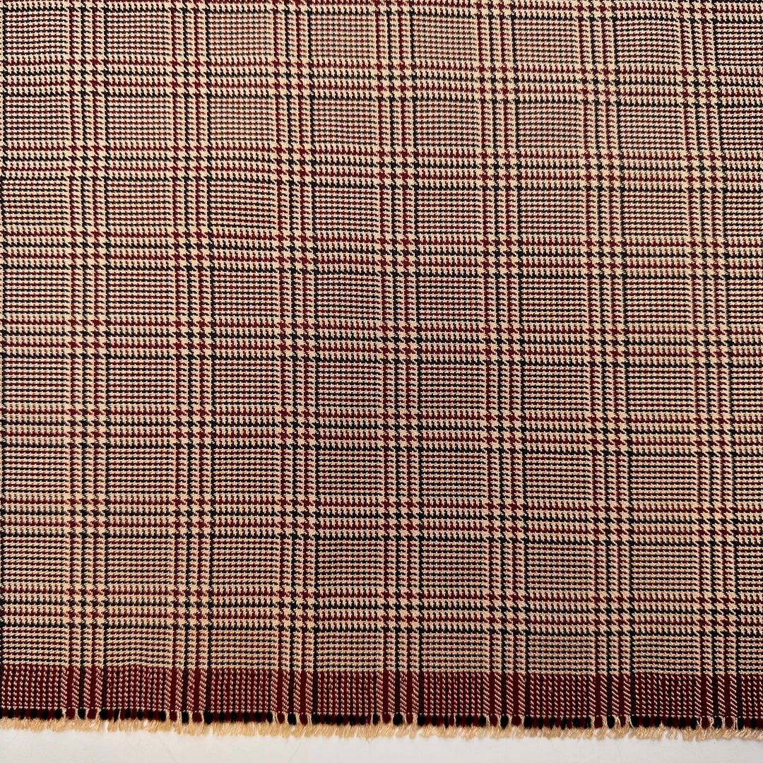 Doctor - Poly/Cotton Woven - Beige/Burgundy Plaid - 1.2M Bundle - True Deadstock fabric Fabric by private - Sustainable Textile | FABCYCLE