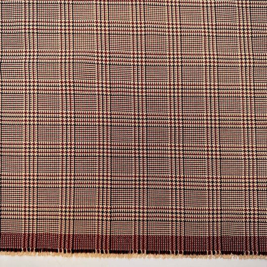 Doctor - Poly/Cotton Woven - Beige/Burgundy Plaid - 1.2M Bundle - True Deadstock fabric Fabric by private - Sustainable Textile | FABCYCLE