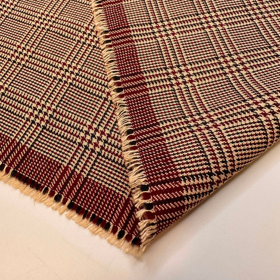 Doctor - Poly/Cotton Woven - Beige/Burgundy Plaid - 1.2M Bundle - True Deadstock fabric Fabric by private - Sustainable Textile | FABCYCLE