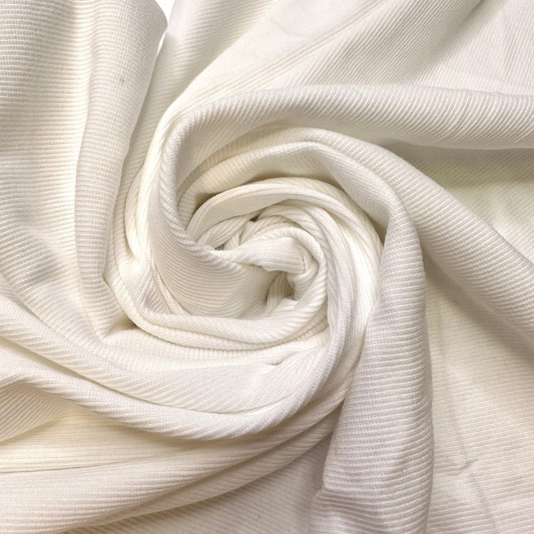 Doing My Math Wrong - Rib Knit Cotton Blend Knit - White - 1.95M Bundle - True Deadstock fabric Fabric by private - Sustainable Textile | FABCYCLE