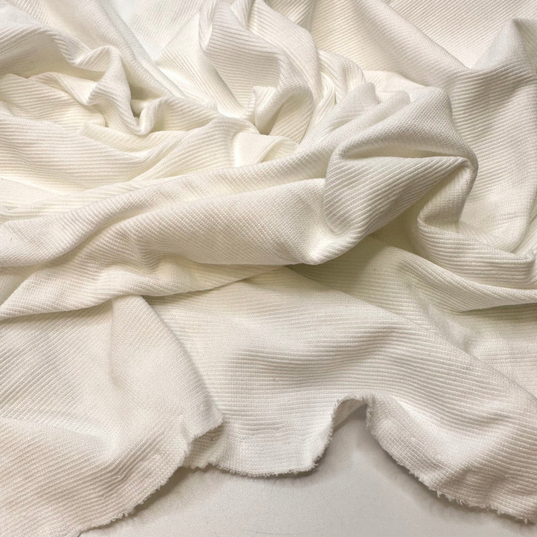 Doing My Math Wrong - Rib Knit Cotton Blend Knit - White - 1.95M Bundle - True Deadstock fabric Fabric by private - Sustainable Textile | FABCYCLE