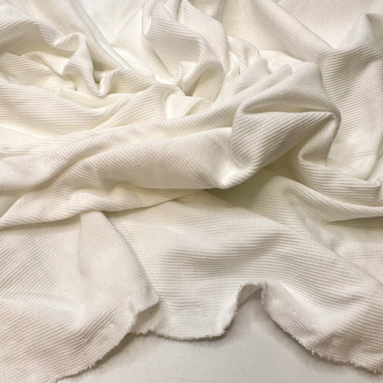 Doing My Math Wrong - Rib Knit Cotton Blend Knit - White - 1.95M Bundle - True Deadstock fabric Fabric by private - Sustainable Textile | FABCYCLE