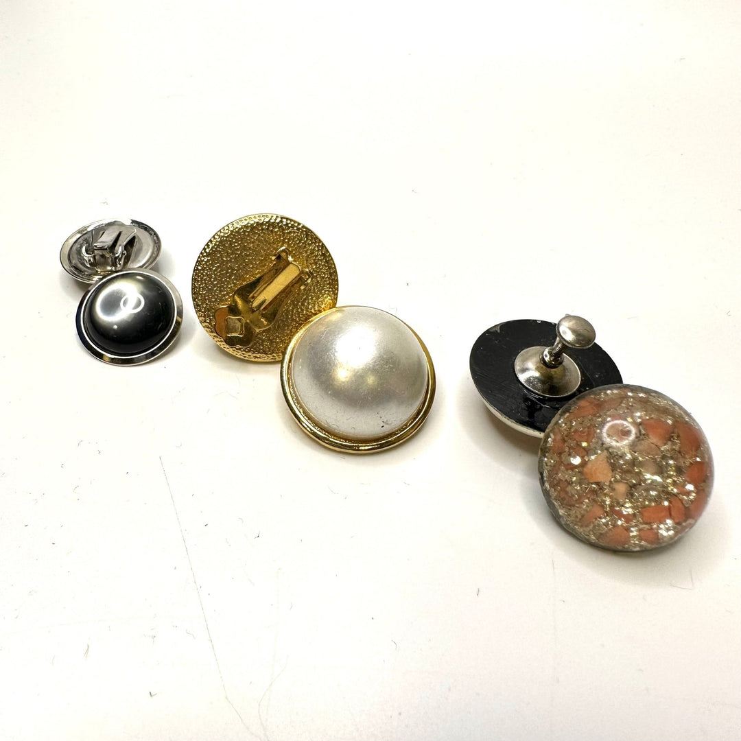 Dome Shaped Clip On Earrings Costume Jewelry - Multi - 3 Pack - True Deadstock supplies Fabric by private - Sustainable Textile | FABCYCLE