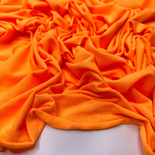 Dont Miss Me - Jersey Cotton Blend Knit - Neon Light Orange - 1.1M Bundle - True Deadstock fabric Fabric by private - Sustainable Textile | FABCYCLE