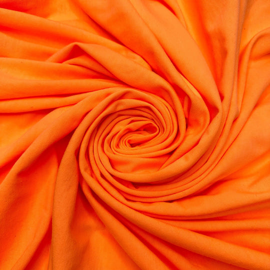Dont Miss Me - Jersey Cotton Blend Knit - Neon Light Orange - 1.1M Bundle - True Deadstock fabric Fabric by private - Sustainable Textile | FABCYCLE